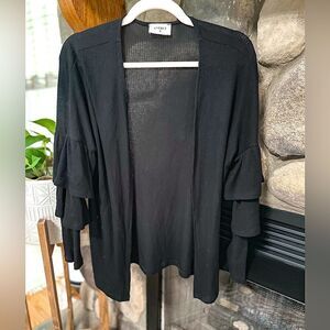 Everly black ruffle cardigan